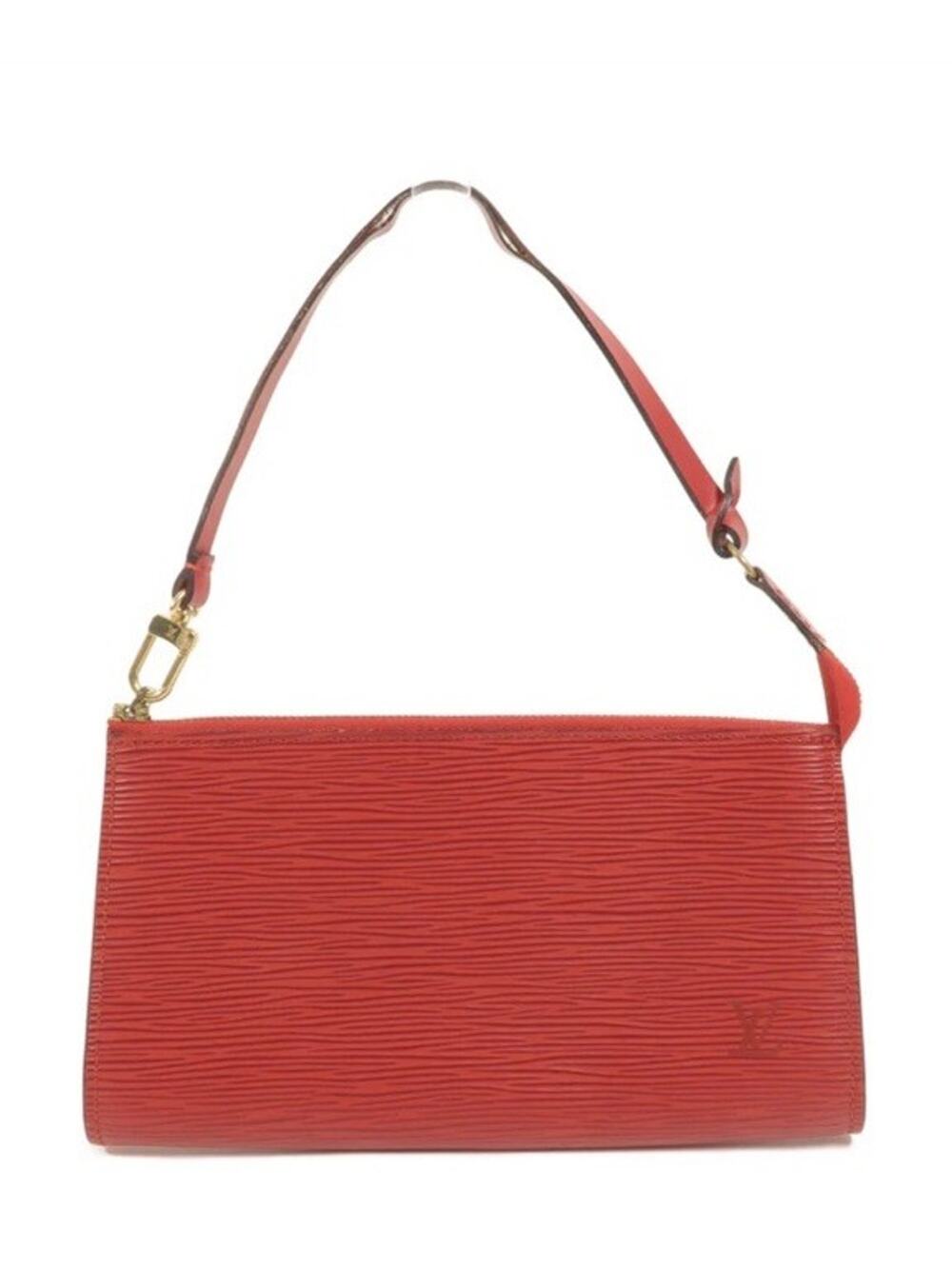 Lv epi leather pouchette Red Embossed Zip Top Shoulder Bag